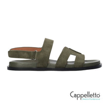 Carica l'immagine nel visualizzatore di Gallery, Sandalo Flat in Suede Verde Kaki
