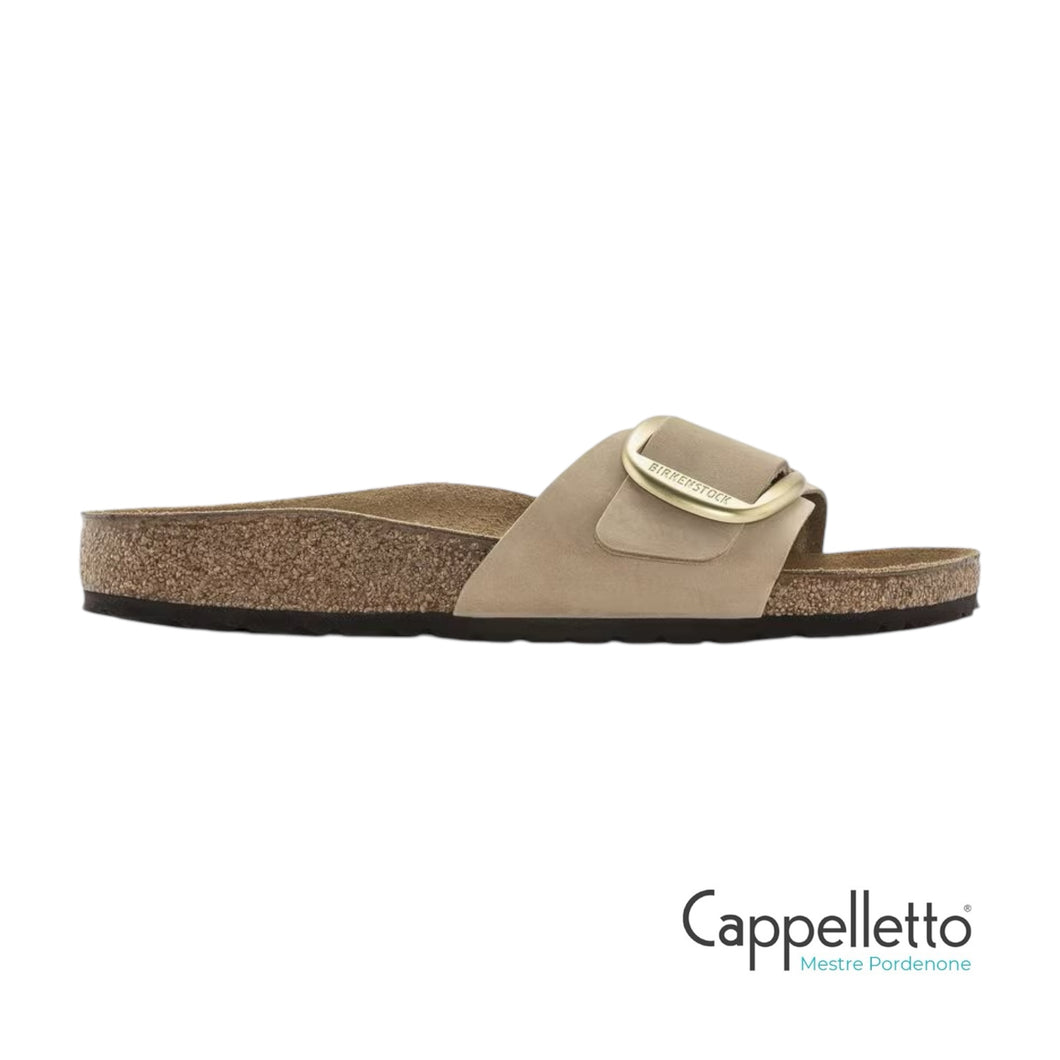 Madrid Big Buckle Nubuck Leather Sandcastle
