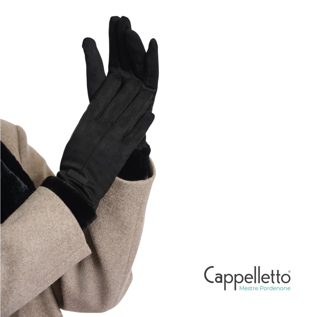 DANZO Guanti in EcoPelliccia Nera