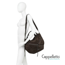 Carica l&#39;immagine nel visualizzatore di Gallery, SHANIA Borsa con Manici e Zip in Pelle Scamosciata Moka
