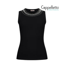 Carica l'immagine nel visualizzatore di Gallery, Top con Applicazioni Gioiello Collar Nero WA6490

