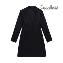 Carica l'immagine nel visualizzatore di Gallery, AMOUR Abito Corto Wrap in Fresco Lana Stretch Nero
