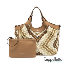 Carica l'immagine nel visualizzatore di Gallery, DUA Borsa Media in Pelle/Paglia Cuoio
