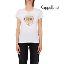 Carica l'immagine nel visualizzatore di Gallery, T-Shirt con Stampa e Strass Bianco/Foulard WA6493
