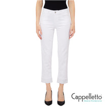 Carica l'immagine nel visualizzatore di Gallery, Pantaloni Skinny con Risvolto e Strass Bianco UA6006
