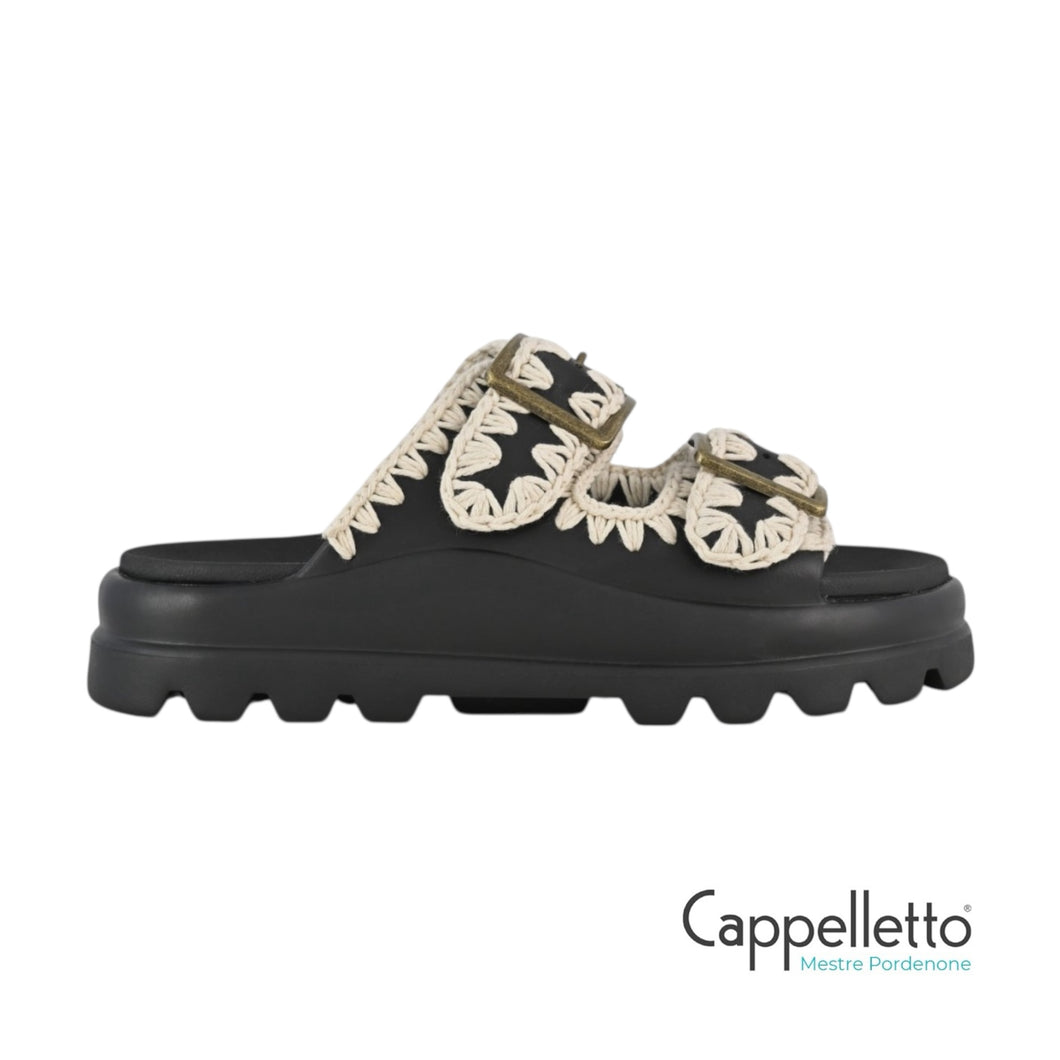 EVA One-Piece Slide Two Buckle Black/White