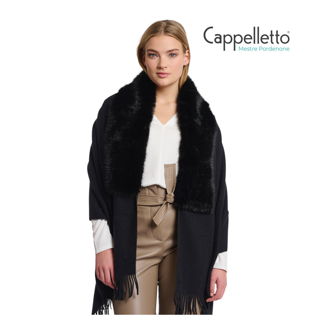 WENDY Cappa con Dettagli in EcoPelliccia Nero