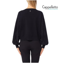 Carica l&#39;immagine nel visualizzatore di Gallery, Maglia Chiusa Manica Lunga Nero/Strass CF5271
