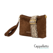 Carica l&#39;immagine nel visualizzatore di Gallery, BRENDA Pochette in Pelle Scamosciata Cognac
