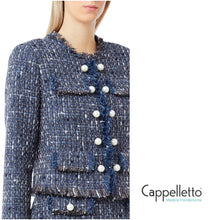 Carica l&#39;immagine nel visualizzatore di Gallery, Giacca Boxy Stuoia Bouclè Blu/Grey CF5377
