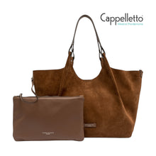 Carica l&#39;immagine nel visualizzatore di Gallery, DUA Big Borsa in Pelle Scamosciata Cognac
