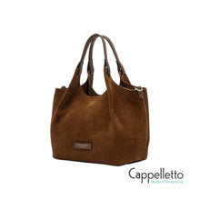 Carica l&#39;immagine nel visualizzatore di Gallery, DUA Borsa in Pelle Scamosciata Cognac
