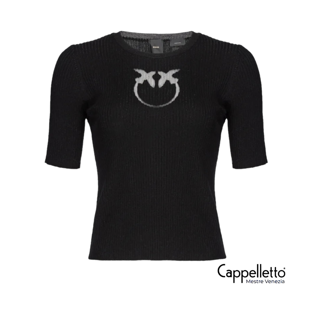 TRITONE Maglia a costine logo LoveBird Nero