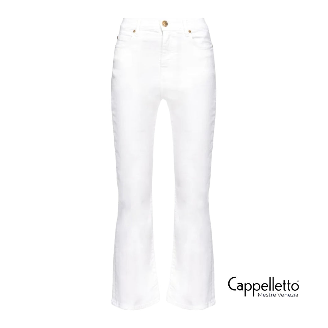 BRENDA Pantaloni Bootcut Bull di Cotone Bianco