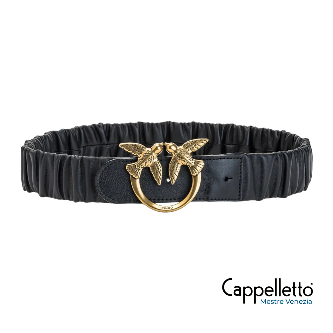 LOVE Ruffle 1 H4 Belt Nappa Black/Antique Gold