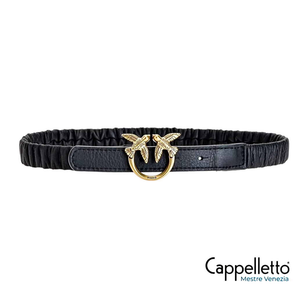 LOVE Ruffle H2 Belt Nappa Black/Antique Gold